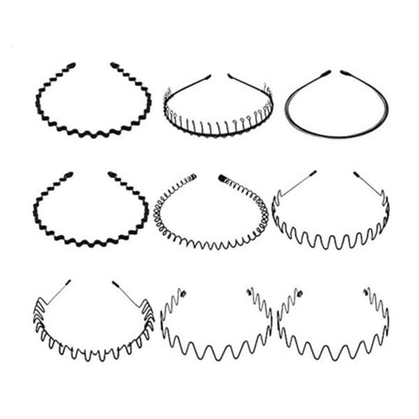9 stk Elastisk Bølgete Fjær Hårbånd for Kvinner og Menn 9pcs