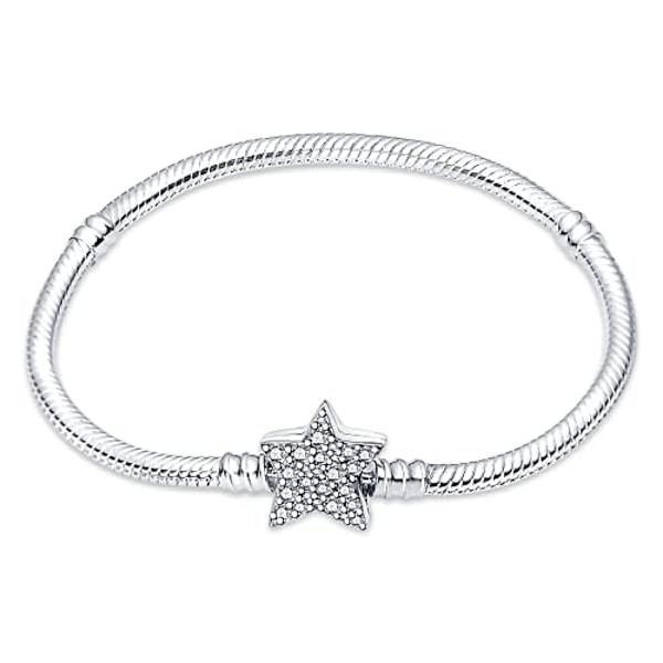 925 Sterling Silver Ormkedja Armband Helt Kompatibelt med Pandora Berlocker, Söt Klo Armband, 7.1in/18cm