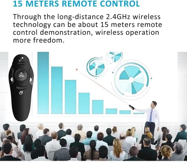 PowerPoint PPT 2.4GHz USB langaton kaukosäädin punaisella laserpointerilla