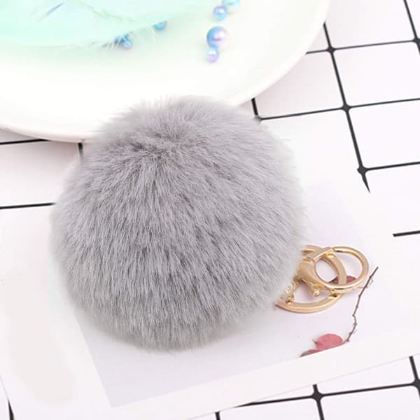 Pompom Nøgleringe, Plys Taske Charms, Fluffy Pompom Taske