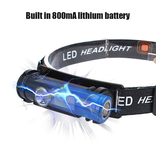 6000 lumen LED-hodelykt XPE+COB Hodelykt Lommelykt