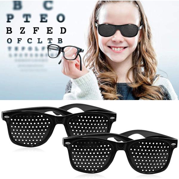 2-pak Pinhole-briller til forbedret syn, sort unisex