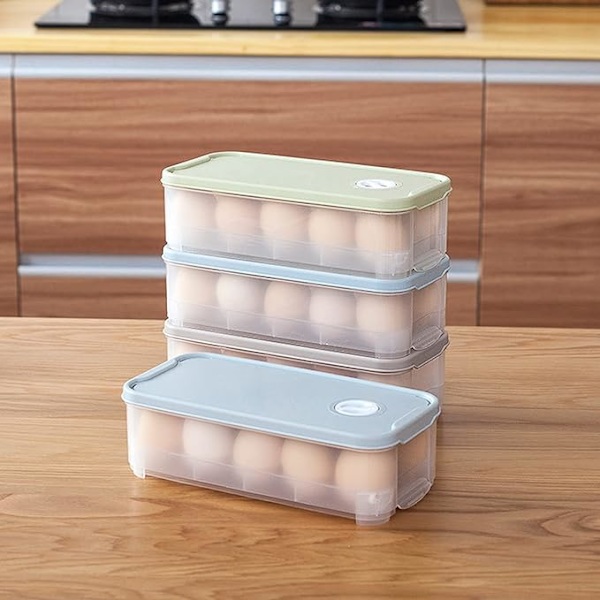 2 stk Eggboks Egglagringboks, eggboks i plast med lokk, søknad om kjøleskap Kjøkken Eggbeholder Eggbrett for matlaging Camping piknik
