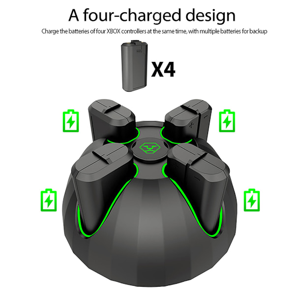 Kontrolenhed Ladestation med batteripakke, 4 i 1 hurtigladestativ + 4x 1100mAh batterier til XB