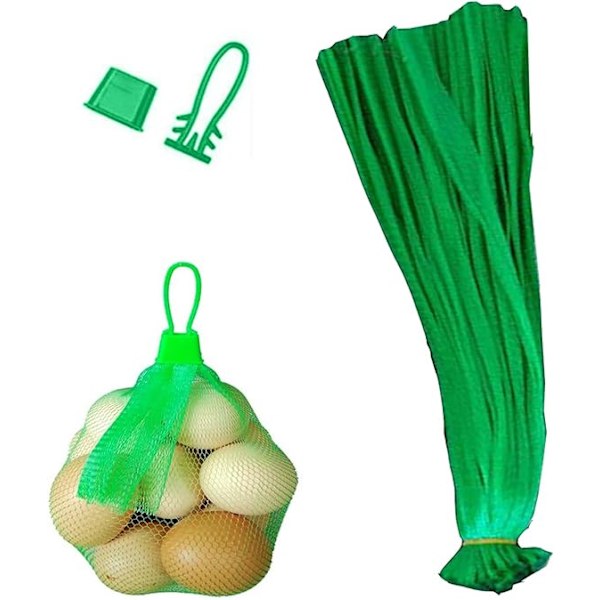 100 stykker gjenbrukbar mesh, nettpose for egg, for oppbevaring av fruktnøtter