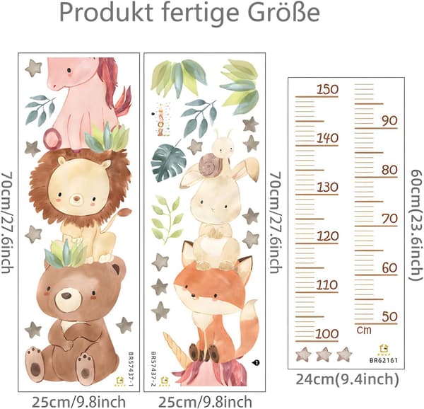 Mättabell för barn - Väggdekal för barnkammare - Höjddiagram