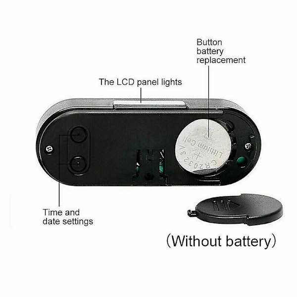 2 i 1 LCD digital bil elektronisk LED-ur termometer W