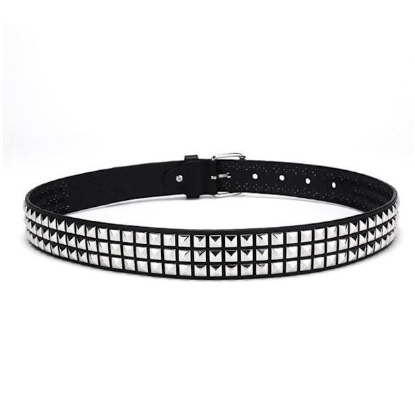 Punk Rock Sølv Sort Metal Nitter Pyramide Studs Sort med Bæltespænde White