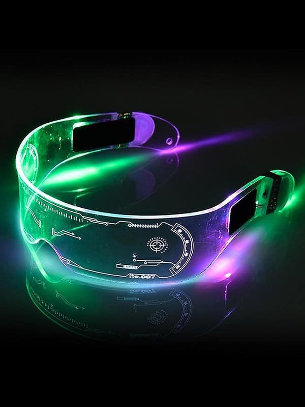 LED lysende briller for voksne, LED visirbriller i 7 farger