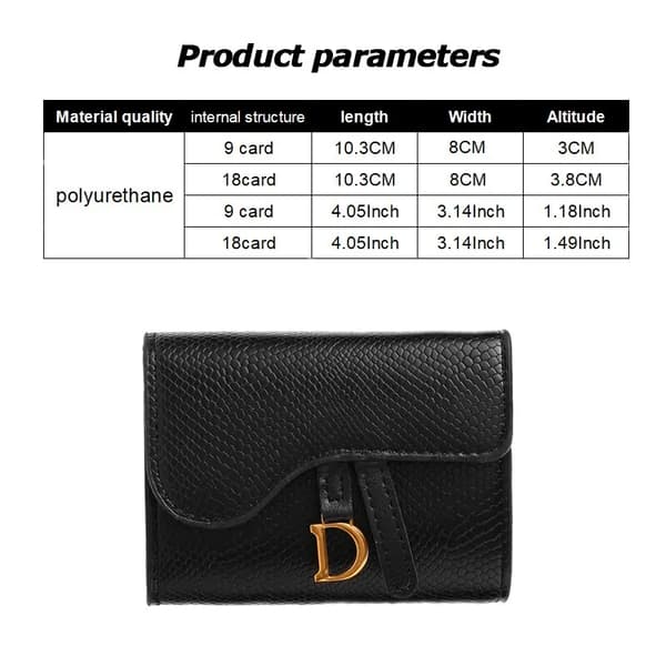 Dam lyxkorthållare Kort plånbok Mini PU Brevplånbok Multi Liten multi clutchväska Black