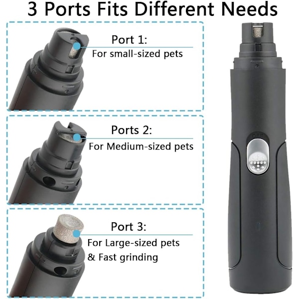 Klosliper for hund og katt, neglesliper, klopleie, USB