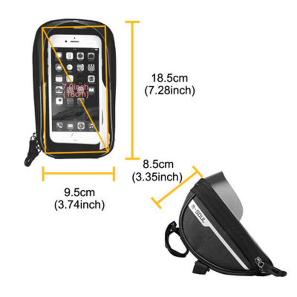 Cykel Styre Mobiltelefon Väska Case Skärm black