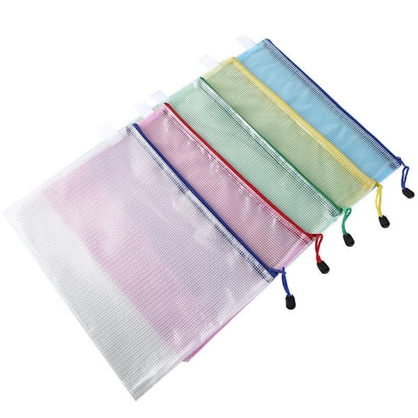 5 stk plastlommer A4-mappe Dokument Ziplock-poser A4 Zip-pose