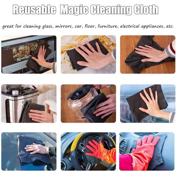 5 st Magic Rengöringsdukar, Förtjockad Magic Rengöringsduk Strimmig, Återanvändbar Magic Trasa för Alla Ändamål, Glasstädduk (30 * 30 cm)
