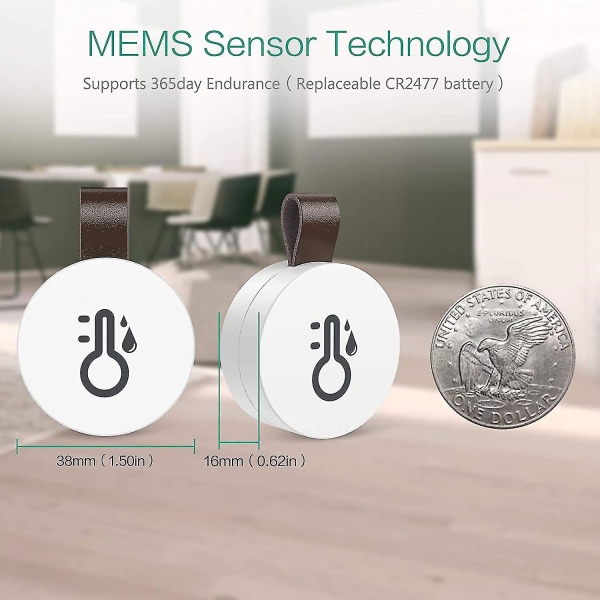 Trådlös Termometer Hygrometer, Oria Mini Bluetooth 5.0 Fuktighetstemperatursensor med Dataexport och Varningar