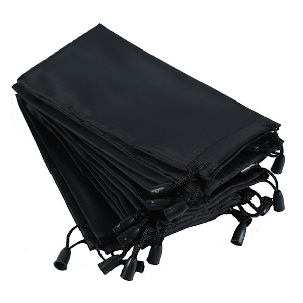 10 stk. Sorte mikrofiber solbriller, briller & mobiltelefontilbehør, ærmetaske, etui med snøre