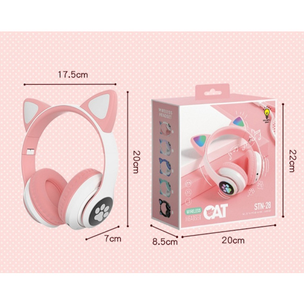 Kattöron Luminous Bluetooth Hörlurar Vikbara Hörlurar Black