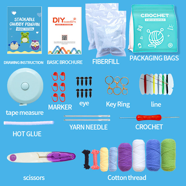 Virka materialpaket set handgjord DIY stickad ullboll docka dekoration
