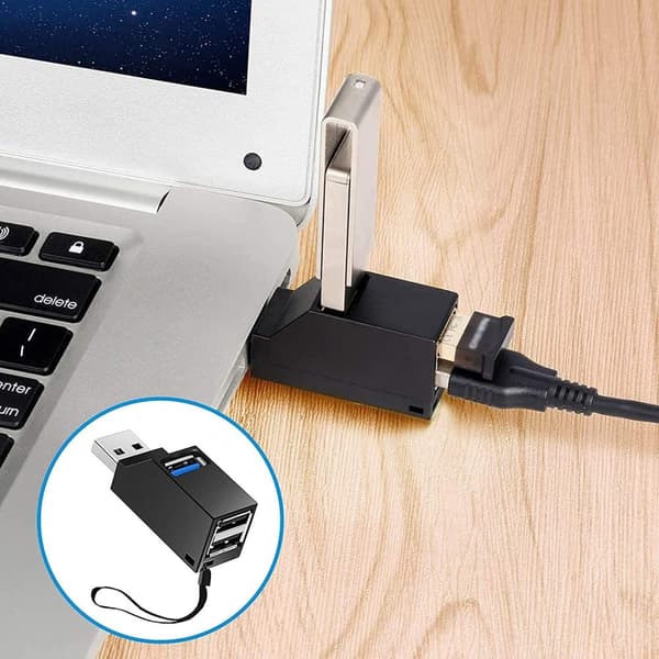 3-ports USB 3.0-hub, USB-dockingstation, datahub, USB-splitter, USB-adapter til pc og bærbar computer, bærbar huboverførsel