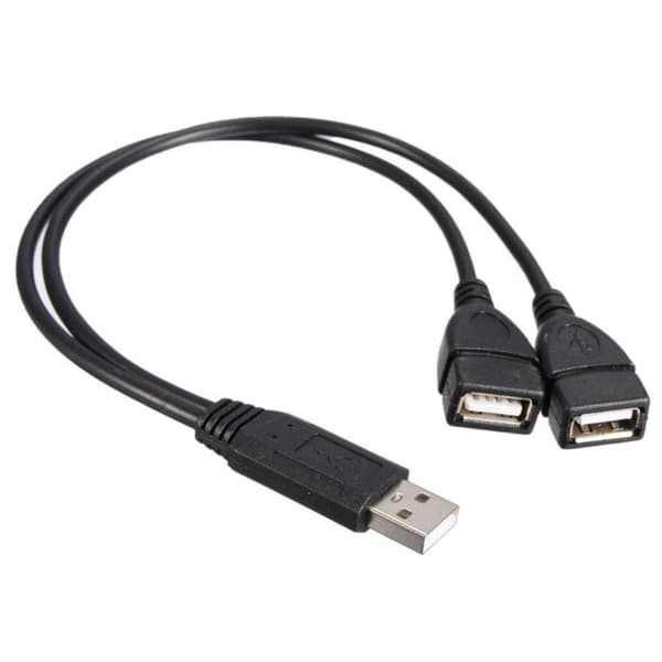 1* USB 2.0 A han til 2 dobbelte hun Jack Y Splitter Hub Power