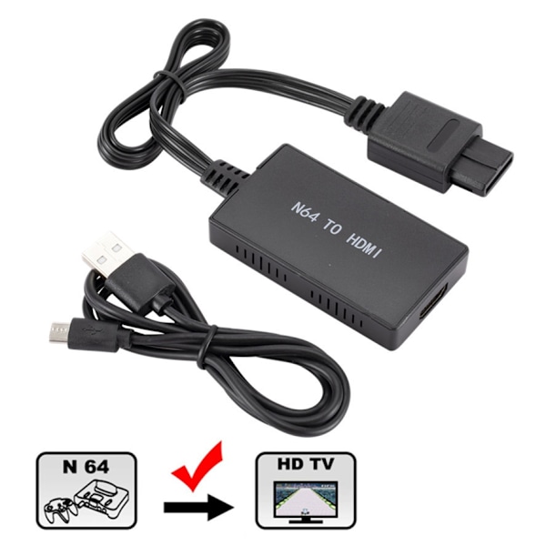 N64 till HDMI-kompatibel adapter Bärbar adapter för Nintendo 64/snes/ngc/s