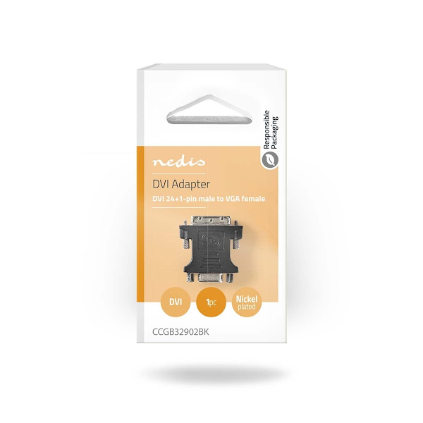 Nedis DVI-adapter | DVI-I 24+5-stiftshane | VGA-hona 15p | Nickelpläterad