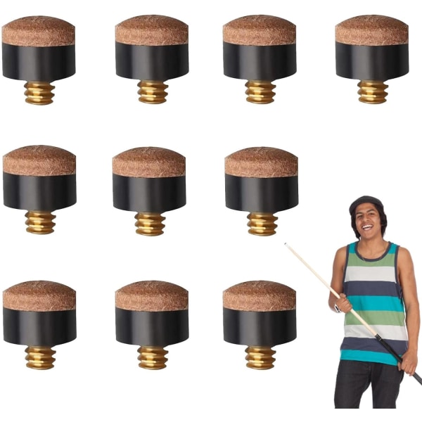 Billjardköspetsar Ersättning 10PCS Ersättningsset för Billjardklubbor och Snooker 12MM