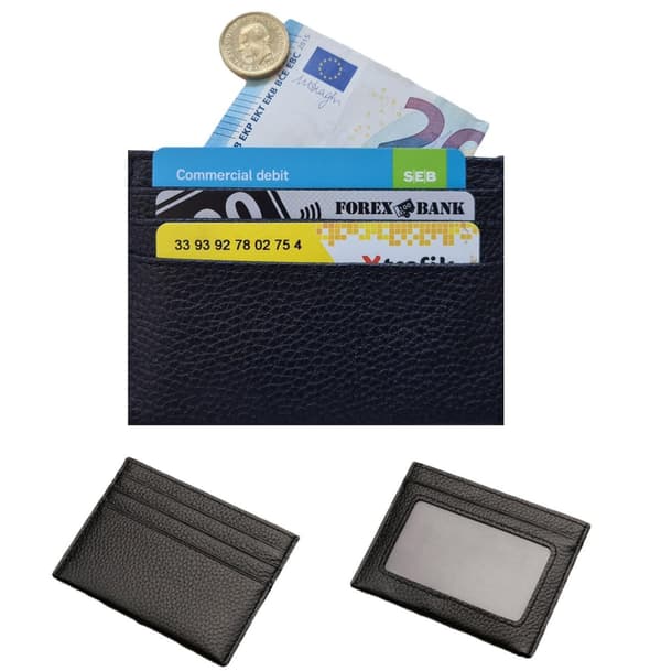Premium Läder Korthållare med 3 Kortfack & 1 Sedelfack