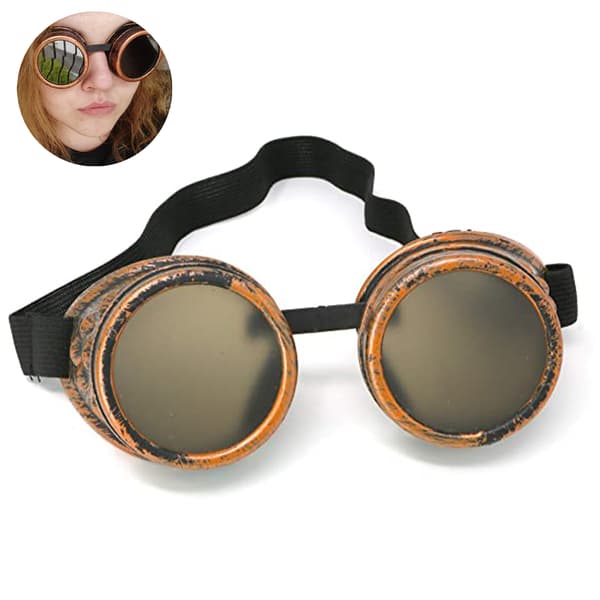 Steampunk-lasit, asustetarvike, kyberviktorianinen hitsaus ancient red copper
