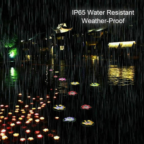 Solcelle LED Lotusblomst, flydende, dam, pool natlys