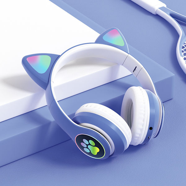 Kattöron Luminous Bluetooth Hörlurar Vikbara Hörlurar blue