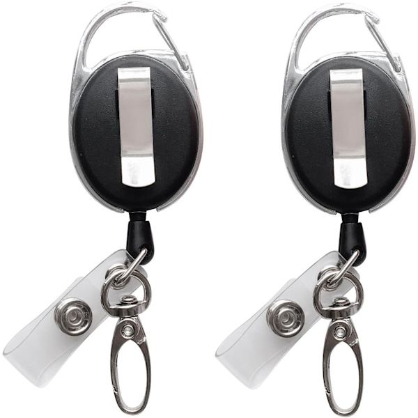 Infällbar märkesrulle med klolås och klämma för ID-korthållare (2-pack)