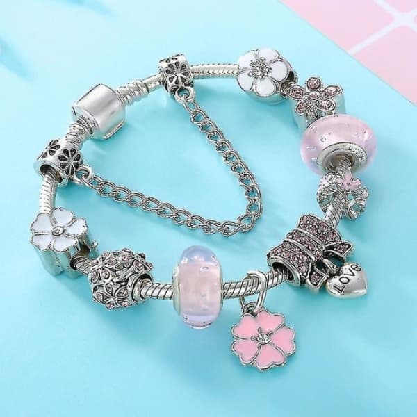 Charmarmbånd dame perle DIY Pandora stil smykker-19cm
