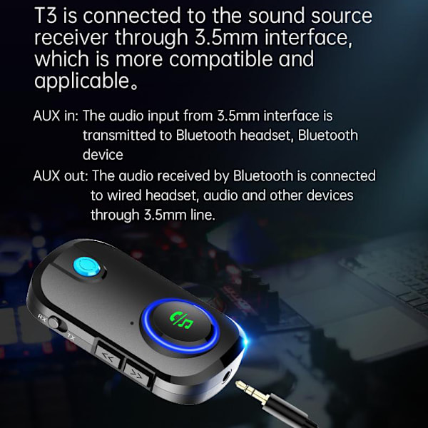 INF Trådløs Bluetooth-sender/mottaker handsfree AUX
