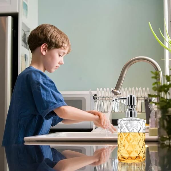 12-ounce glas håndspritdispenser med pumpe i rustfrit stål – genanvendelig flydende håndspritdispenser