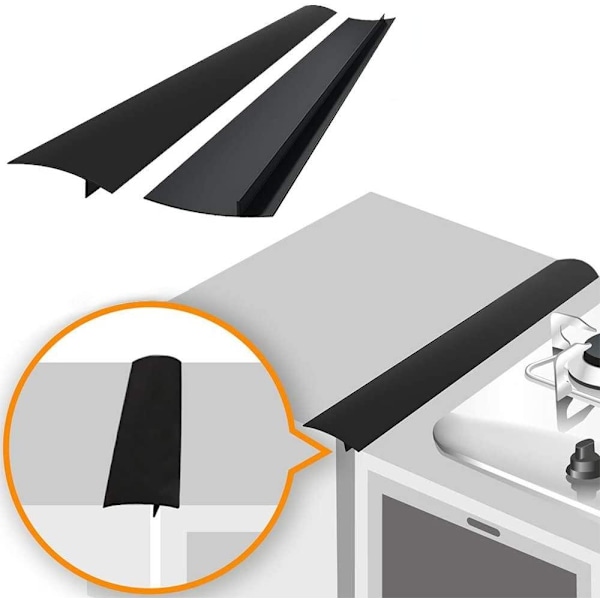 Spislist - Håller rent mellan spis och skåp 61.5 cm Svart 2-pack