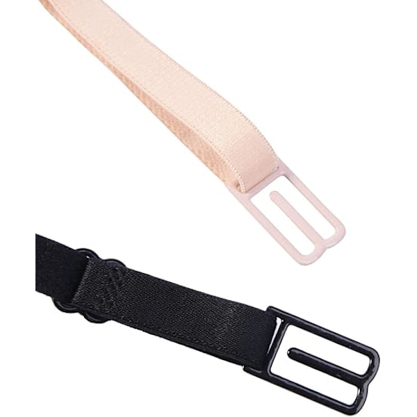 6 stykker (sort, hudfarvet og hvid) BH-stropklemme bagpå