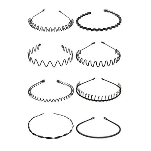 8 stk Elastisk bølget Spring Wave hårbånd til kvinder og mænd 8pcs