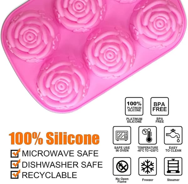 Silikoneform - 2 stk Stor Roseblomst Form BPA Fri