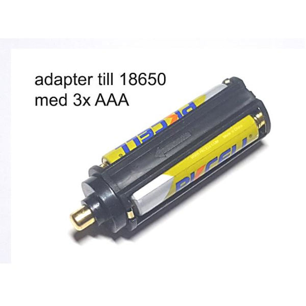 2 stk. batteriadapter 3xAAA blir 1x18650 eller 1x26650