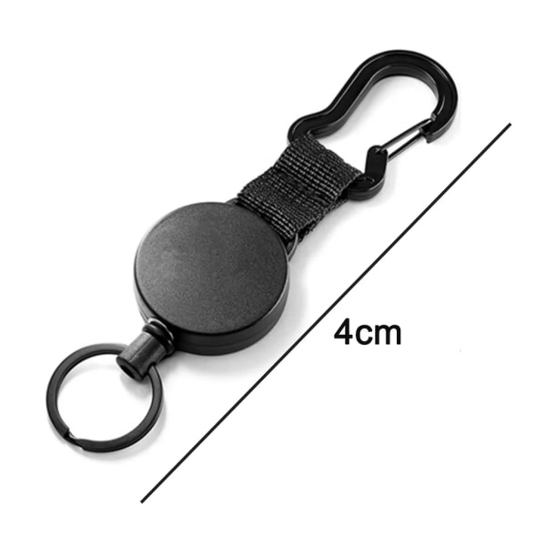 Utdragbar nyckelring - nyckelband med stålkabel - infällbar korthållare ID-klämma - nyckeldragkedja och skidkortshållare för byxor och bälte