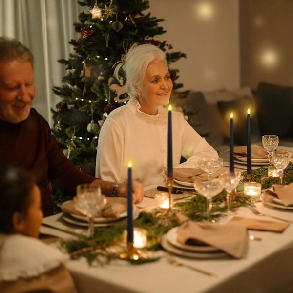 LED-lys Stabel Lys Sort, Flammeløse Lys, Batteridrevne Lys, LED Lange Lys til Bord Jul Fødselsdagsfest Bryllup