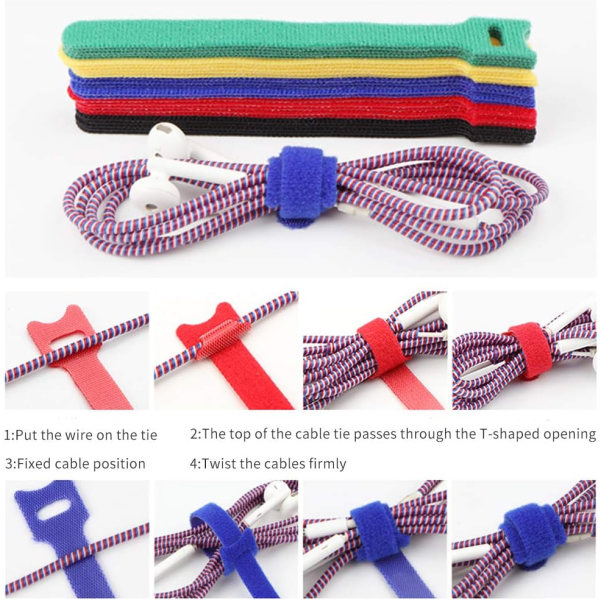 Uudelleenkäytettävät nippusiteet, 100 kpl pakkaus, kiinnitettävät nippusiteet, hihnat kuulokkeille, puhelimille, johtojen niputtamiseen (15 cm)