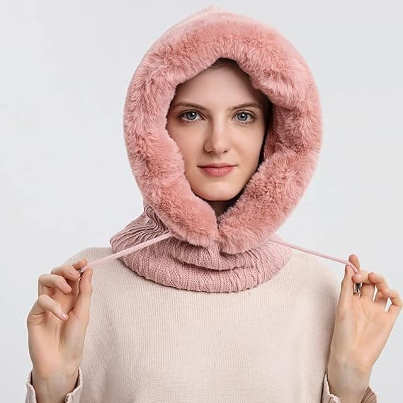 Dam Vintermössa Hattar Ett Stycke Fleecefodrad Stickad Balaclava