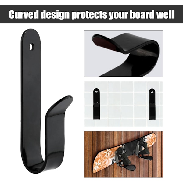 2st Snowboardväggställ, Väggfäste Clips Spara Utrymme Design