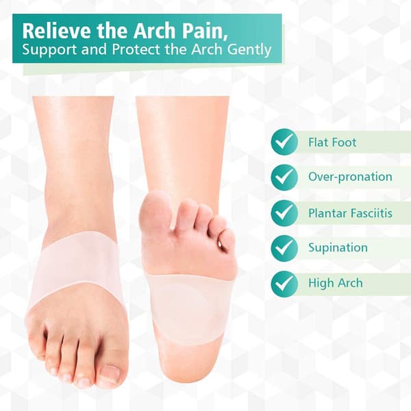 Par Silikongel Plattfotbandasje Arch Support Innersåler