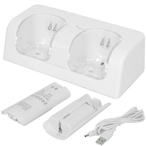 Dobbel Ladestasjon 2*2800mAh Oppladbart Batteri for Wii-kontroll