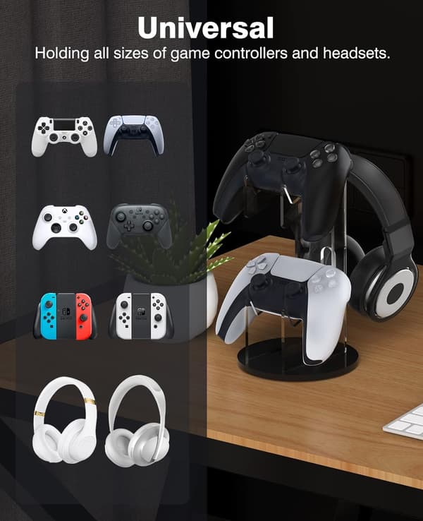 2-i-1 spilcontroller & hovedtelefonholder til PS4, PS5, Xbox Y