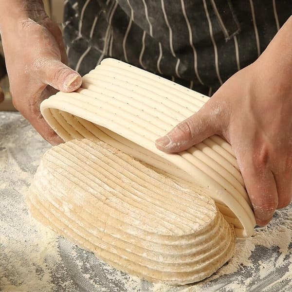 2-pack proofing basket - Oval 10 inch bread proofing basket - Handmade from natural rattan - Includes linen cloth - For sourdough and bread baking