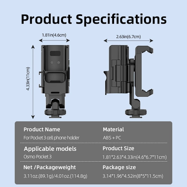 Telefon Teleprompter Holder til DJI Pocket 3 Kamera Live Streaming Beslag Udvidelsesadapter